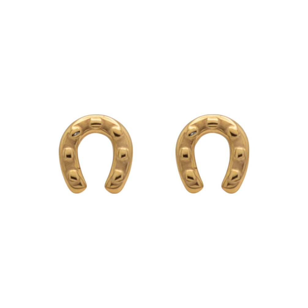 Equestrian Jewelry oorbellen Cary: kleine, eenvoudige hoefijzer-oorknopjes in zilver of goud