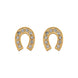 Equestrian Jewelry oorbellen Lady: hoefijzer-oorknopjes volledig bezet met strass-steentjes, in zilver of goud