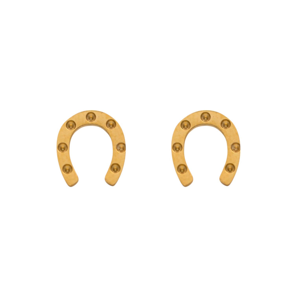 Equestrian Jewelry oorbellen Moly: sobere hoefijzer-oorknopjes zonder steentjes, in zilver of goud