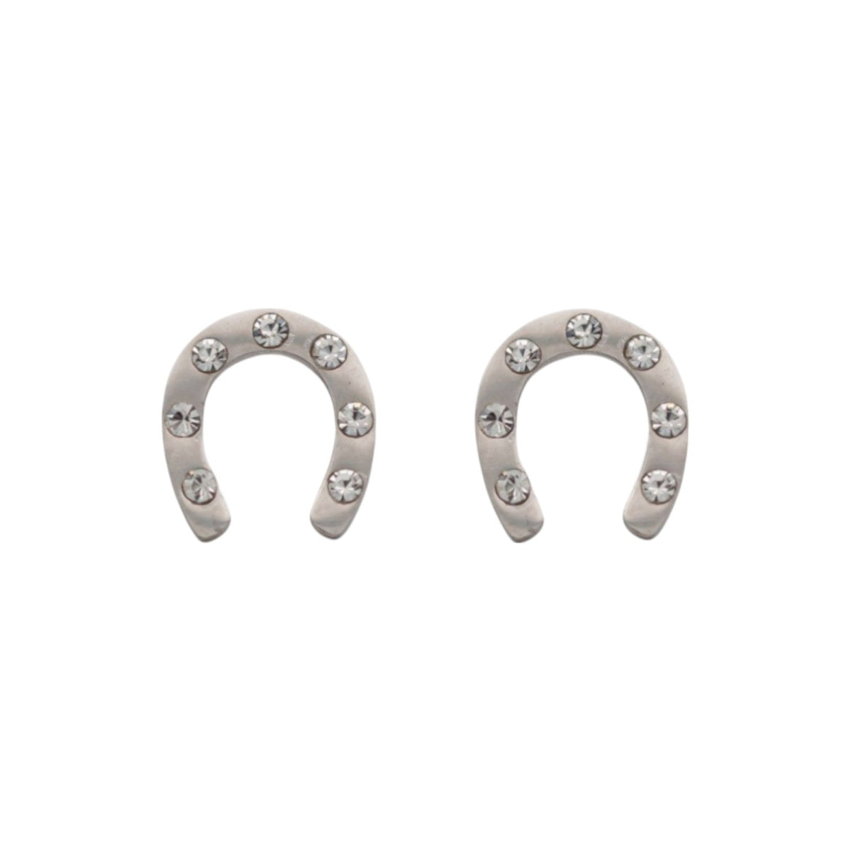Equestrian Jewelry oorbellen Popy: hoefijzer-oorknopjes met losse strass-steentjes, in zilver of goud