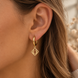 Equestrian Jewelry creolen Dixie met opengewerkte hanger en hoefijzer, in zilver en goud