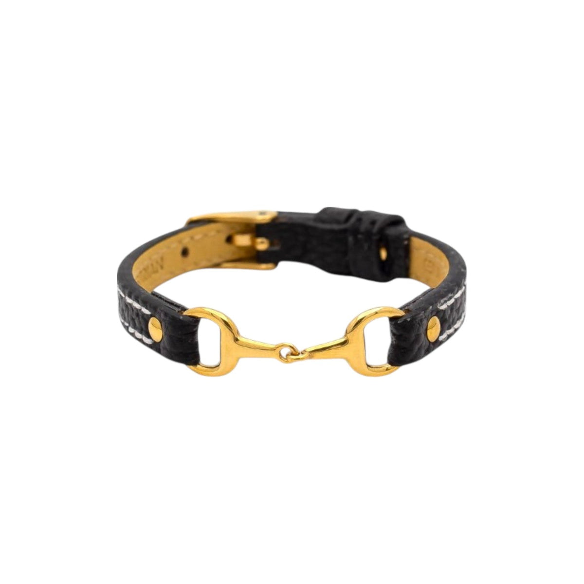 Equestrian Jewelry leren armband Fano met bit in zilver of goud, in verschillende leerkleuren