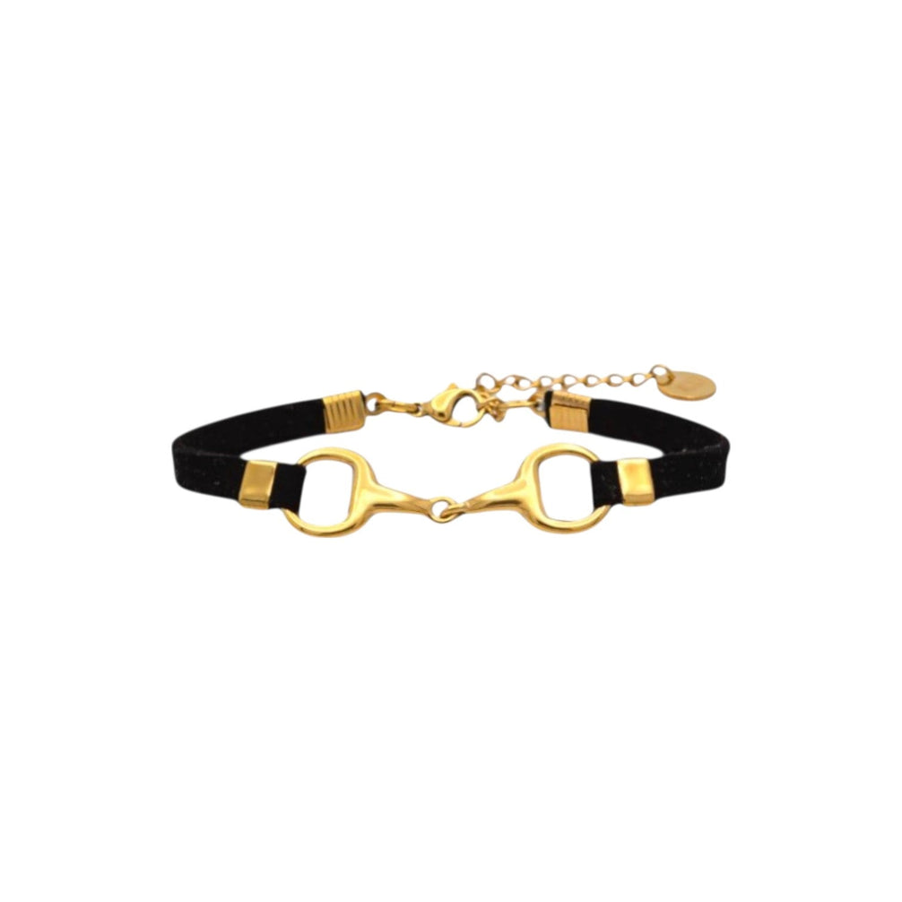 Equestrian Jewelry armband Lilo: bandje in suède-look met een bit in goud of zilver