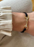 Equestrian Jewelry armband Sam: satijnen koord met een bit bezet met strass-steentjes, in goud of zilver