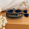 Equestrian Jewelry armband Cavalière in gekleurde stof met goudkleurig borduurwerk en schuifknoop