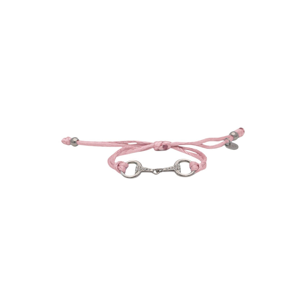 Equestrian Jewelry armband Sam: satijnen koord met een bit bezet met strass-steentjes, in goud of zilver