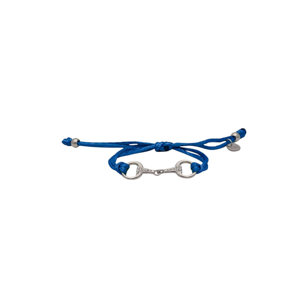 Equestrian Jewelry armband Sam: satijnen koord met een bit bezet met strass-steentjes, in goud of zilver