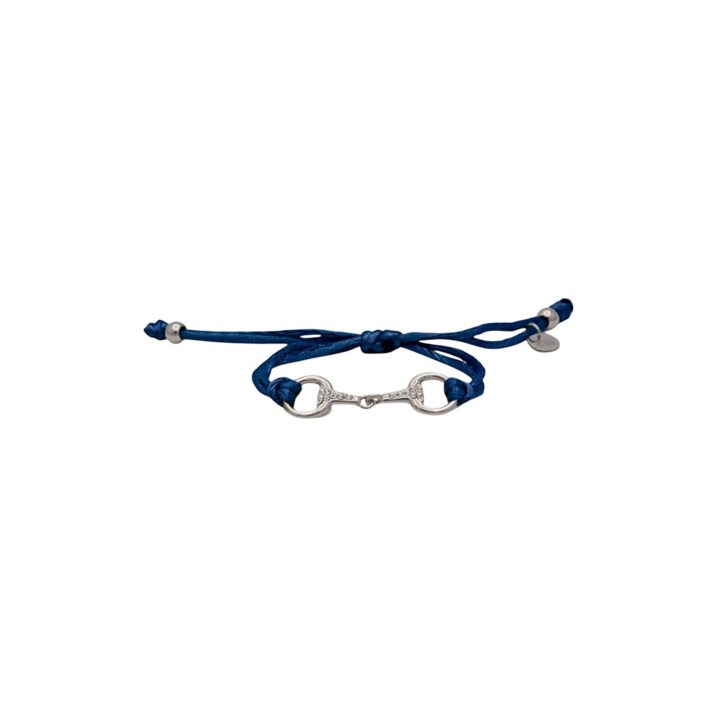 Equestrian Jewelry armband Sam: satijnen koord met een bit bezet met strass-steentjes, in goud of zilver