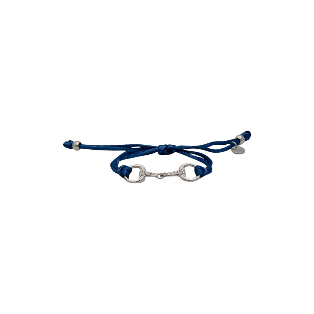 Equestrian Jewelry armband Sam: satijnen koord met een bit bezet met strass-steentjes, in goud of zilver