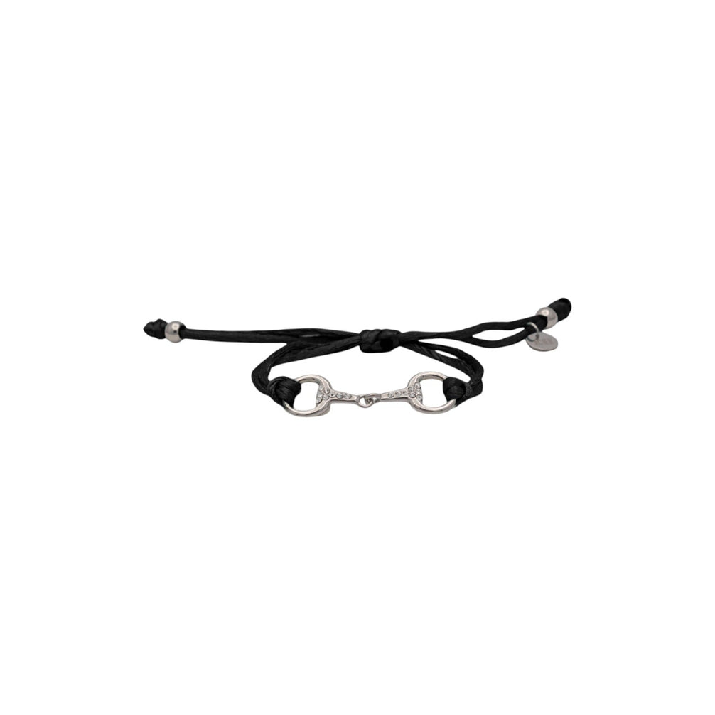 Equestrian Jewelry armband Sam: satijnen koord met een bit bezet met strass-steentjes, in goud of zilver