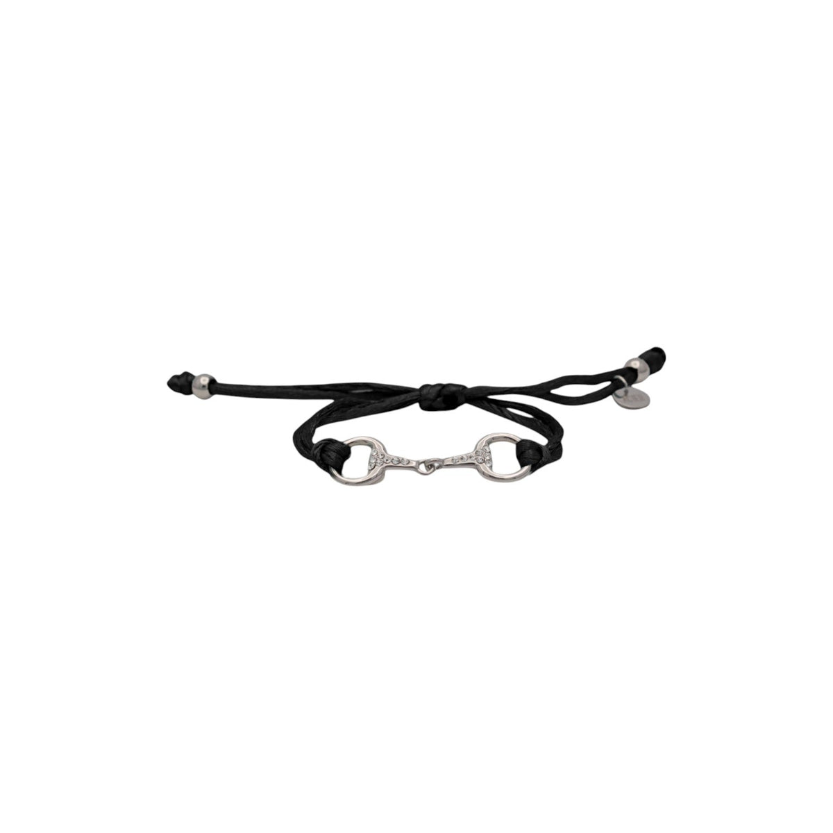 Equestrian Jewelry armband Sam: satijnen koord met een bit bezet met strass-steentjes, in goud of zilver