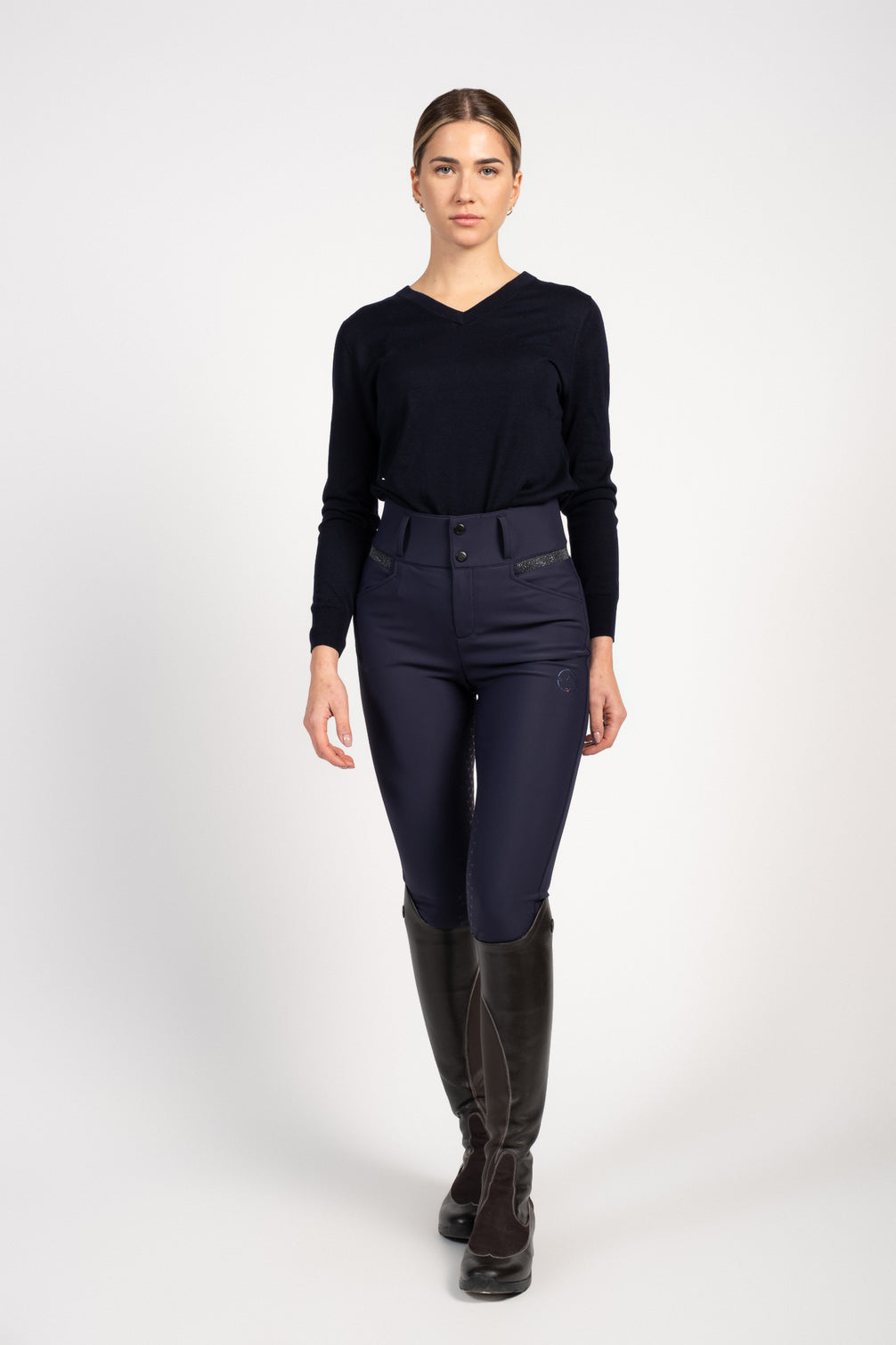 Pantalon d'équitation Vestrum Lab Cygnus Full Grip taille haute Femme