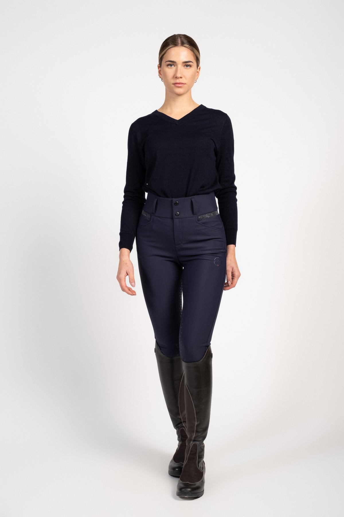 Pantalon d'équitation Vestrum Lab Cygnus Full Grip taille haute Femme