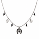 Equestrian Jewelry ketting Rio met hoefijzerhanger met strass, klavertjes en natuursteentjes, in zilver en goud
