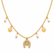 Equestrian Jewelry ketting Rio met hoefijzerhanger met strass, klavertjes en natuursteentjes, in zilver en goud