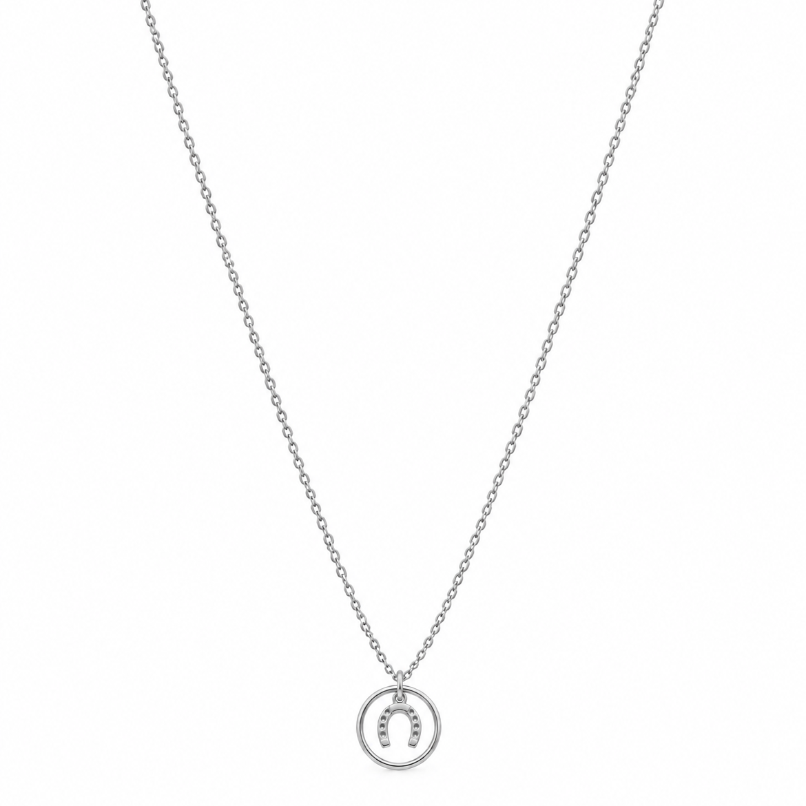 Equestrian Jewelry ketting Roxie met ronde hanger en hoefijzermotief, in zilver en goud