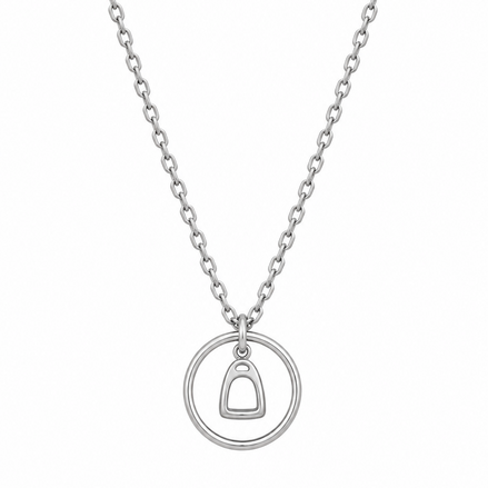 Equestrian Jewelry ketting Samy met stijgbeugelhanger in een fijne cirkel, in zilver en goud