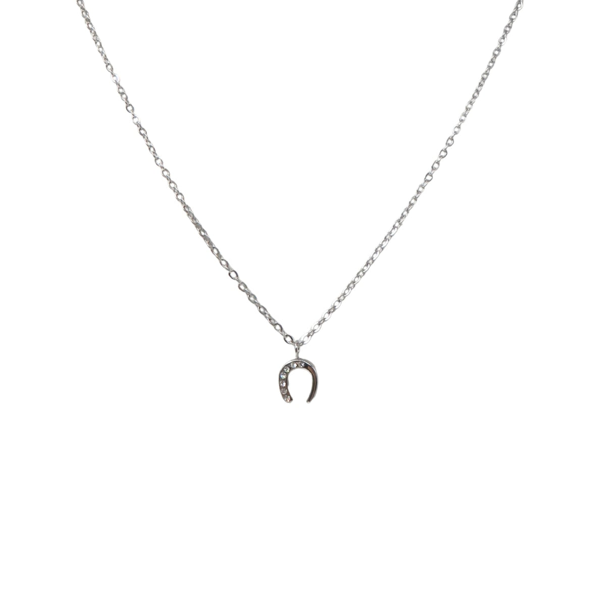 Equestrian Jewelry ketting Lola: fijne ketting met hoefijzerhanger bezet met zirkonia, in goud of zilver