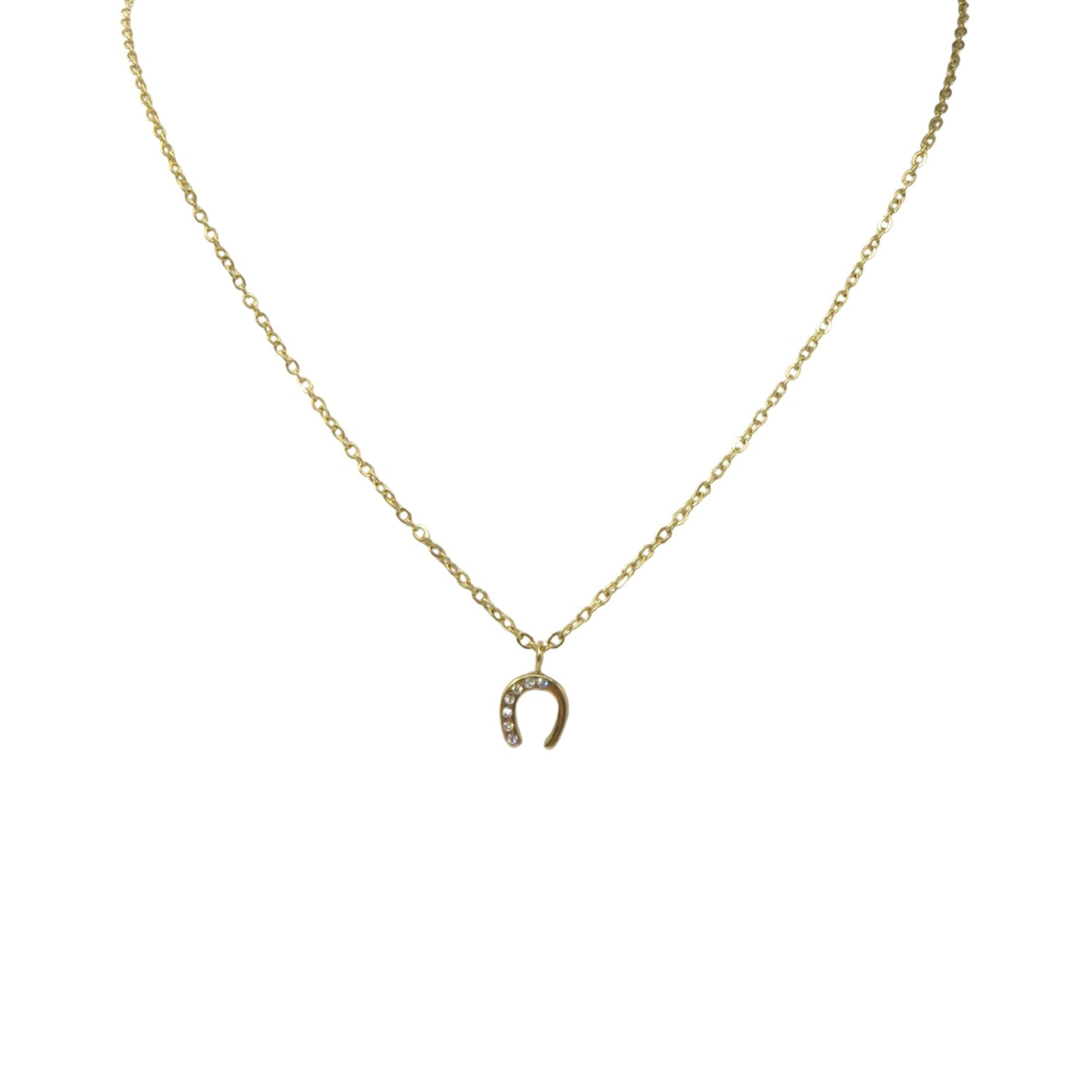 Equestrian Jewelry ketting Lola: fijne ketting met hoefijzerhanger bezet met zirkonia, in goud of zilver