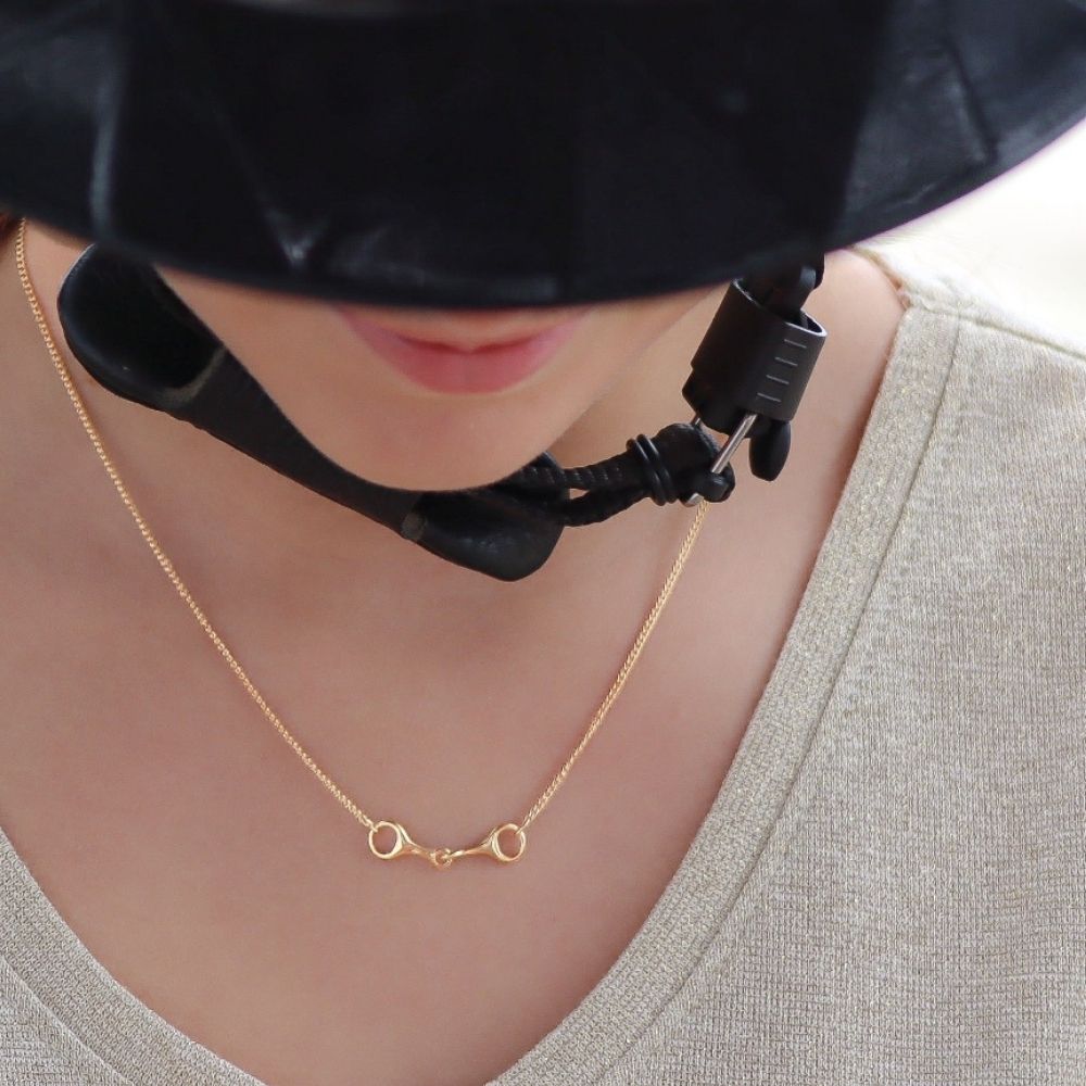 Equestrian Jewelry ketting Utah met bithanger aan een fijne ketting, in zilver en goud