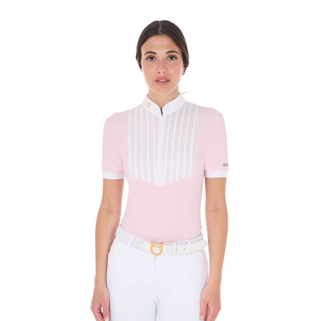 Equestro Dames Slim Fit Pleated Polo