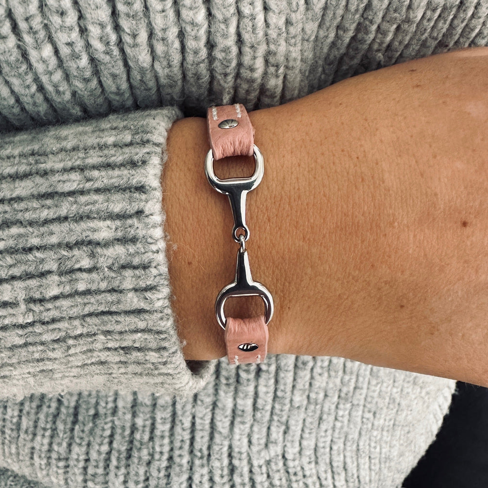 Equestrian Jewelry leren armband Fano met bit in zilver of goud, in verschillende leerkleuren