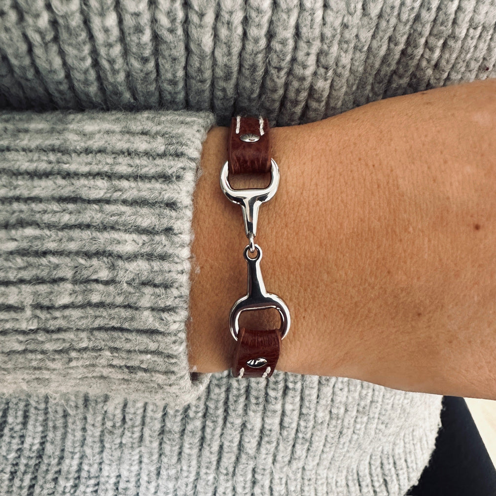 Equestrian Jewelry leren armband Fano met bit in zilver of goud, in verschillende leerkleuren