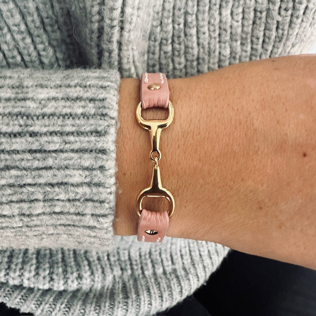 Equestrian Jewelry leren armband Fano met bit in zilver of goud, in verschillende leerkleuren
