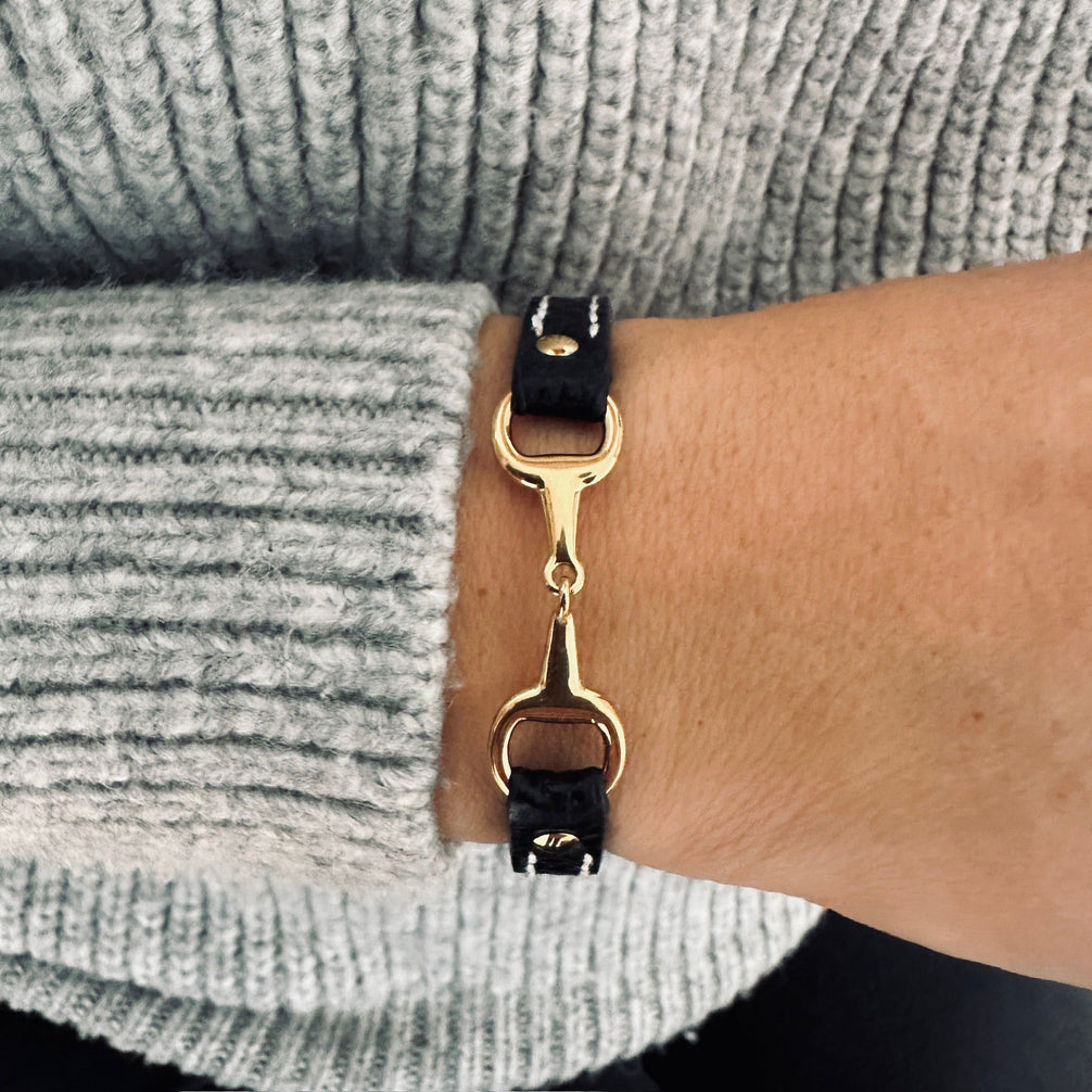 Equestrian Jewelry leren armband Fano met bit in zilver of goud, in verschillende leerkleuren