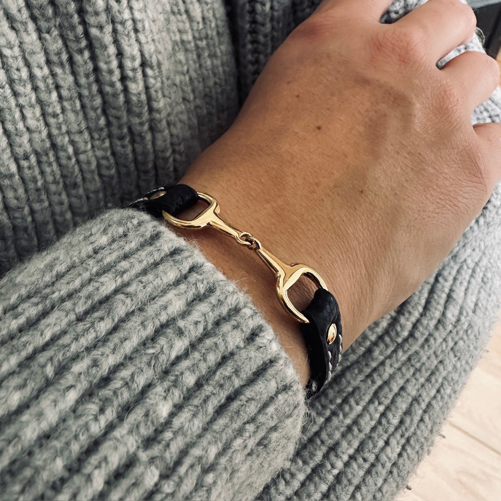 Equestrian Jewelry leren armband Fano met bit in zilver of goud, in verschillende leerkleuren