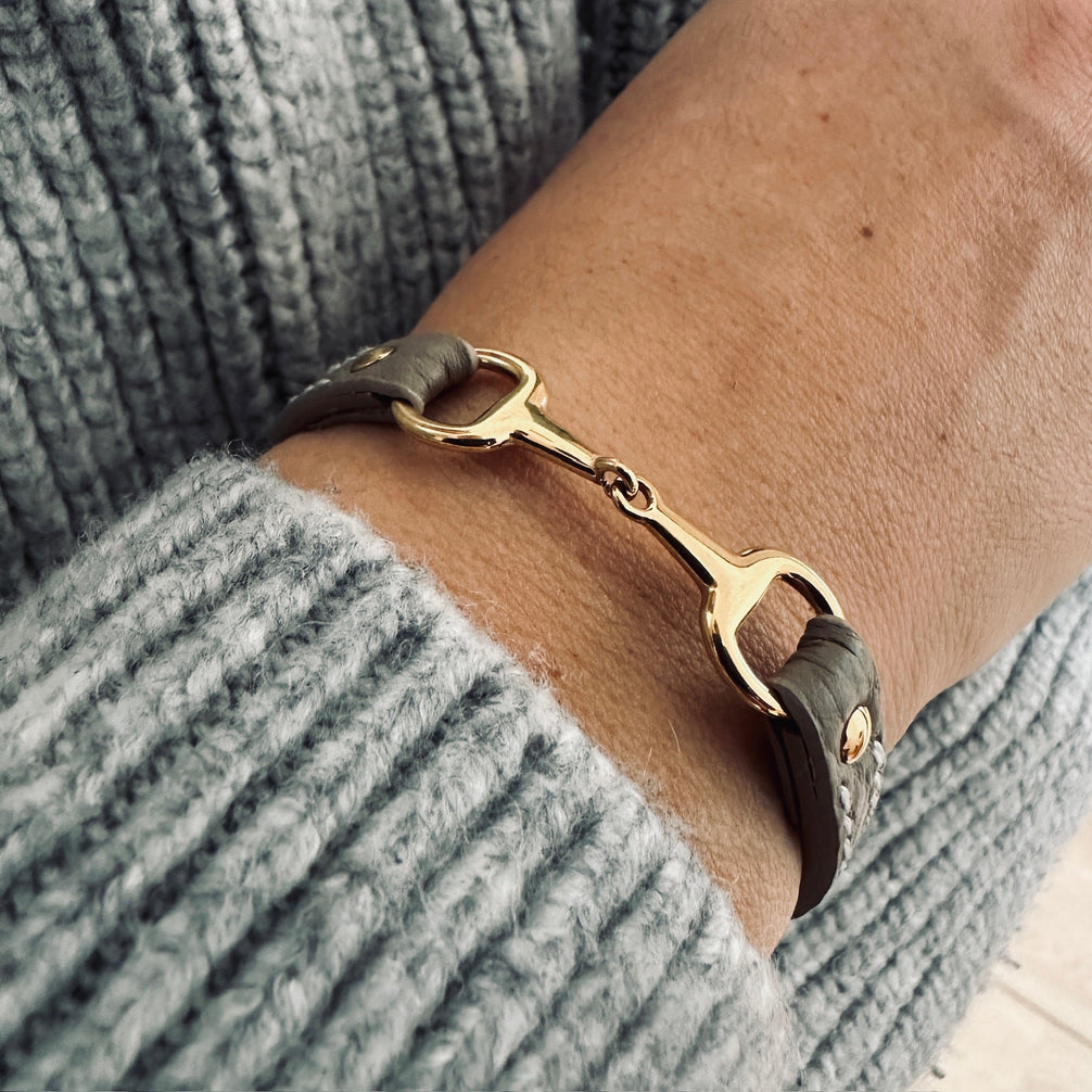 Equestrian Jewelry leren armband Fano met bit in zilver of goud, in verschillende leerkleuren