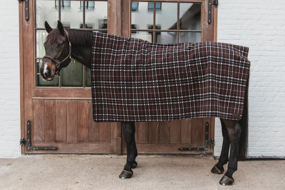 Kentucky Heavy Fleece Paardendeken Square Check Printing Brown