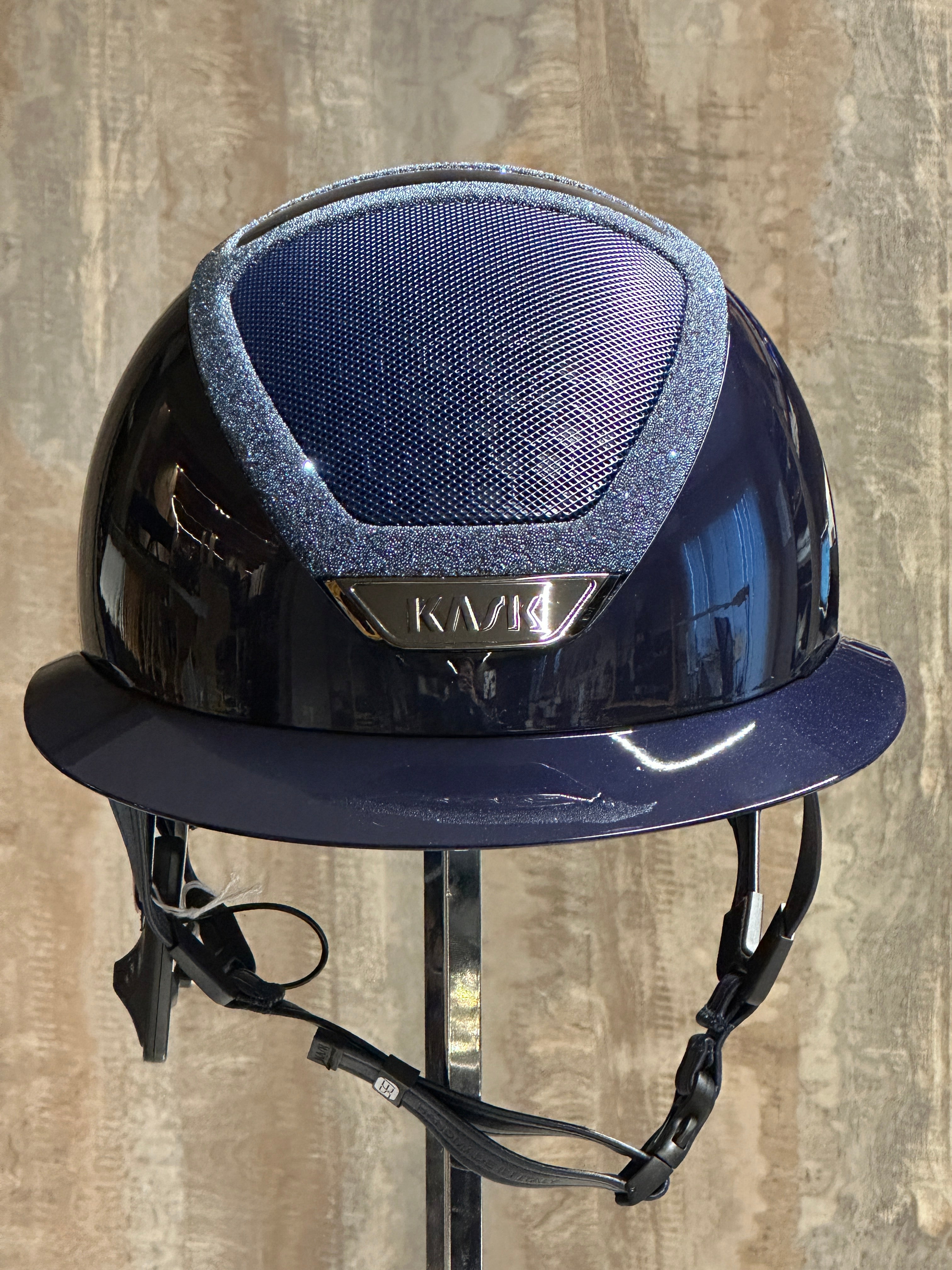 Lunettes de soleil Kask Star Lady Pure Shine, monture bleu marine à cristaux, chrome noir.