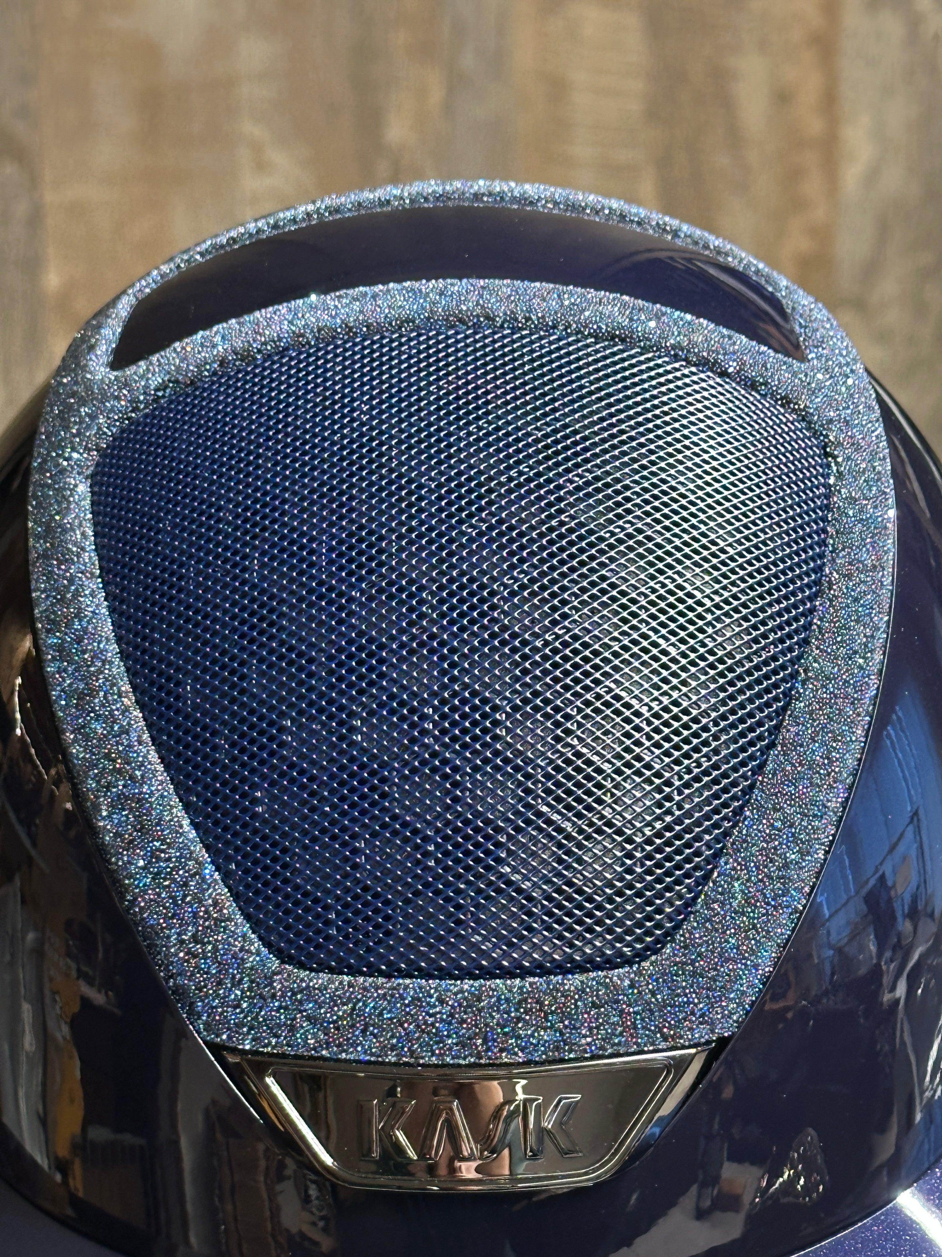 Lunettes de soleil Kask Star Lady Pure Shine, monture bleu marine à cristaux, chrome noir.