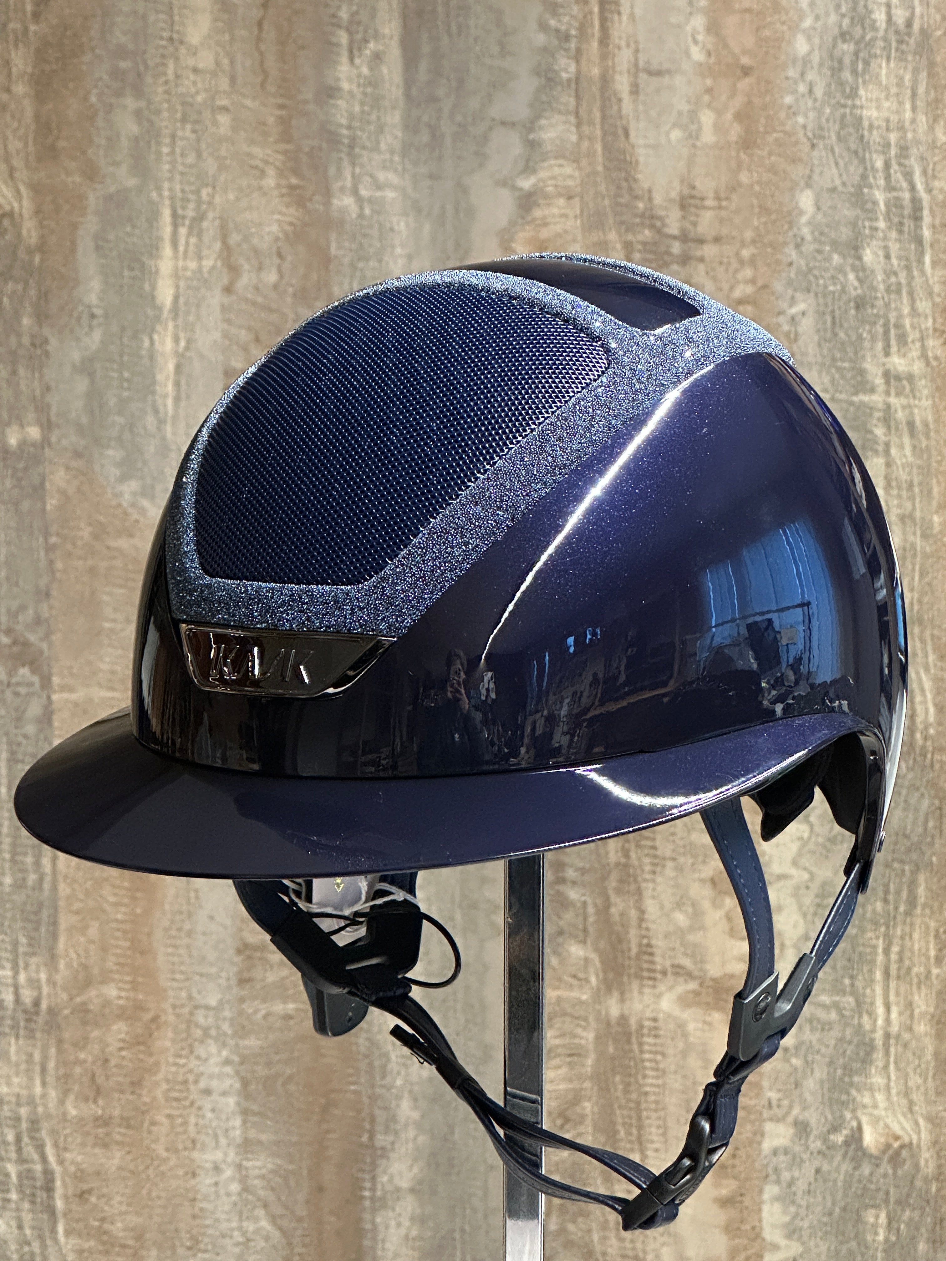 Lunettes de soleil Kask Star Lady Pure Shine, monture bleu marine à cristaux, chrome noir.