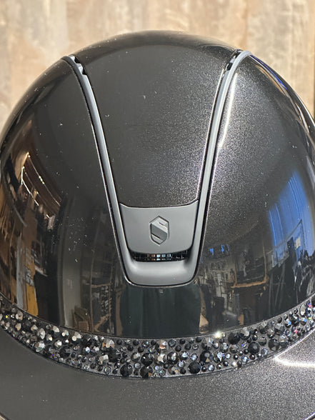 Bande frontale Samshield Noir brillant 2.0, garniture Glacier et Blason Noir mat