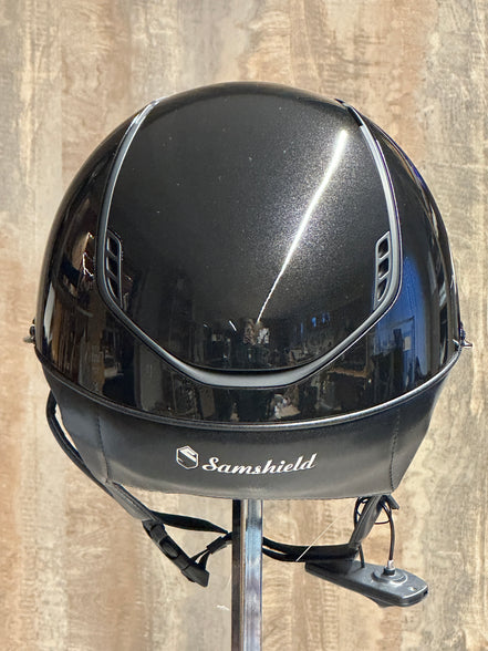 Bande frontale Samshield Noir brillant 2.0, garniture Glacier et Blason Noir mat