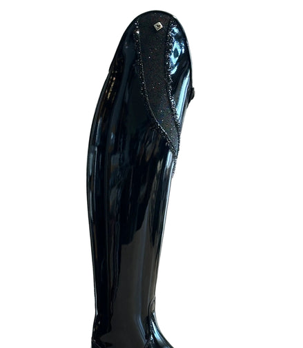 DeNiro Bellini 2 Patent Black G44 Helen 10cm Crystal Fabric Swarovski GGL83 + New Knee Comfort