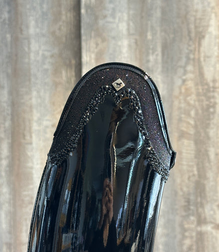 DeNiro Bellini 8 Patent Black G24 Rondine W/ Crystal Fabric GGL83 + Knee Comfort