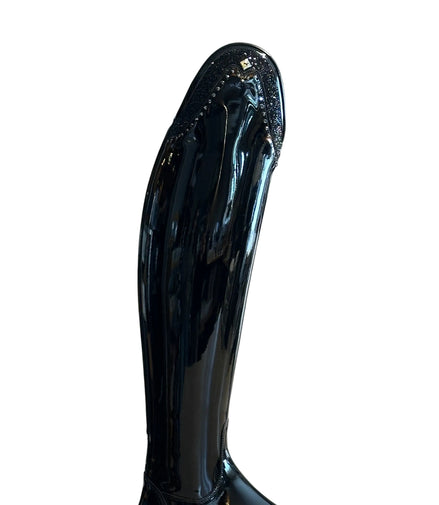 DeNiro Bellini 12 Patent Black G24 Rondine W/10cm Ultra Fine Rocks Swarovski GG08 + New Knee Comfort