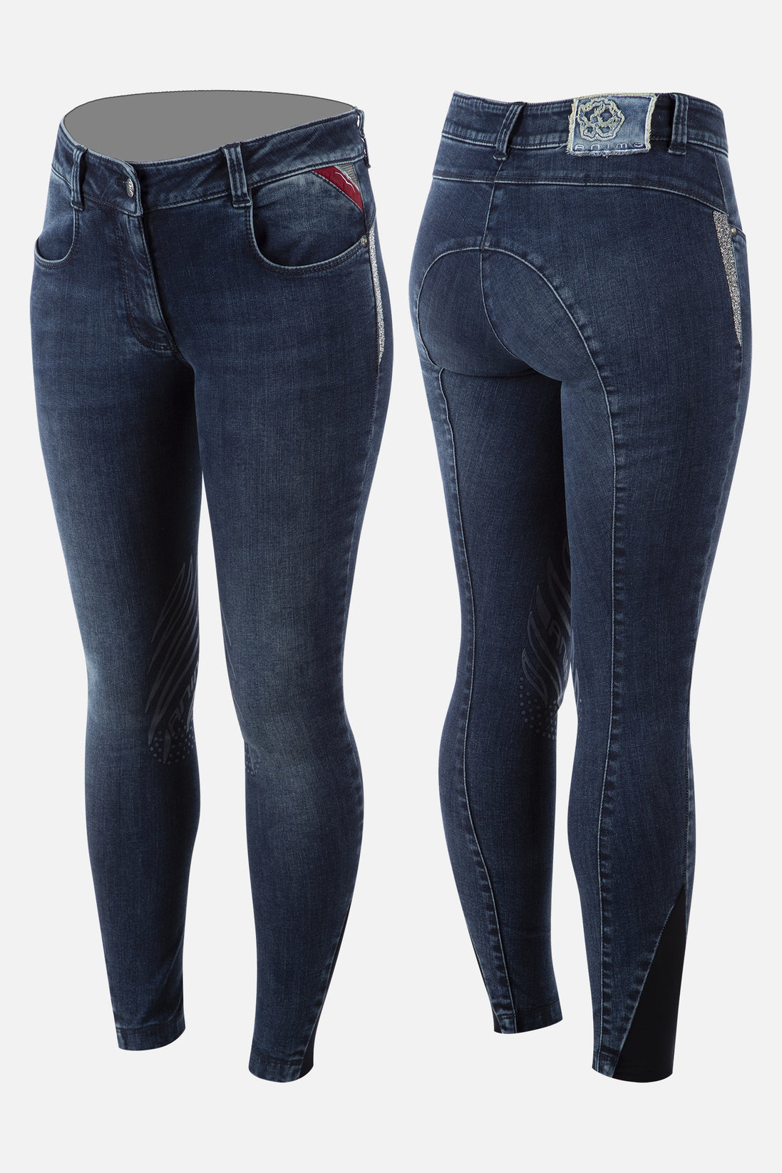 Animo Nelo Jeans Rijbroek Knie Grip Dames