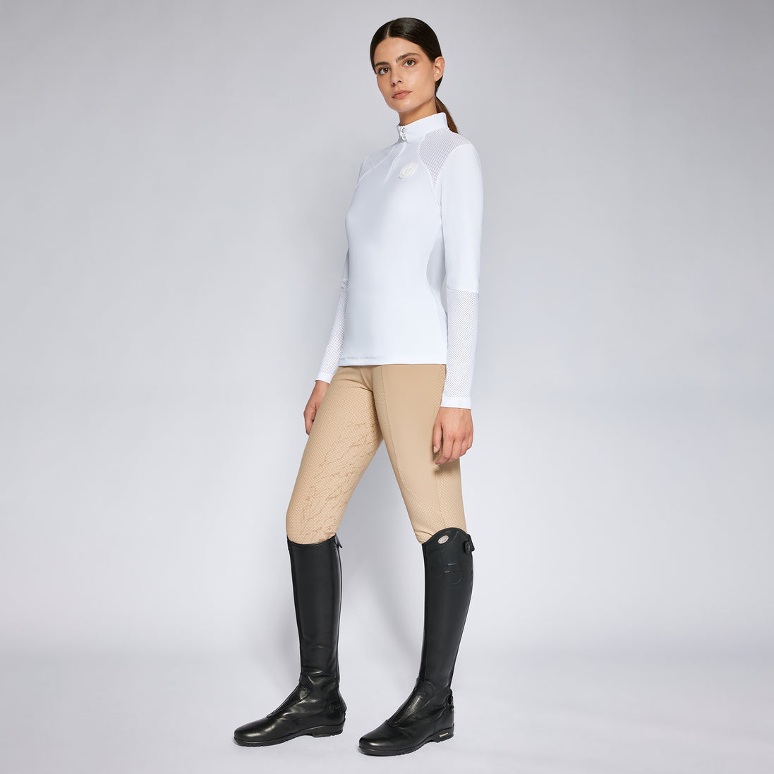 Cavalleria Toscana Women's Competition Shirt Perforated Insert L/S Zip