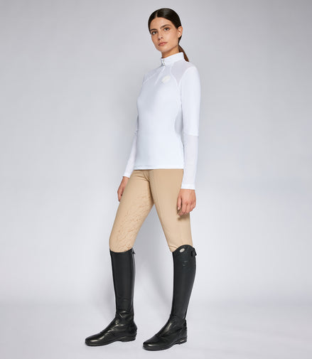 Cavalleria Toscana Women's Competition Shirt Perforated Insert L/S Zip