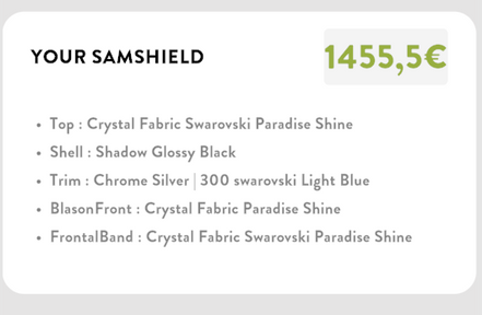 Samshield Miss Glossy Black Crystal Fabric Paradise Shine Trim 300 Swa Light Blue