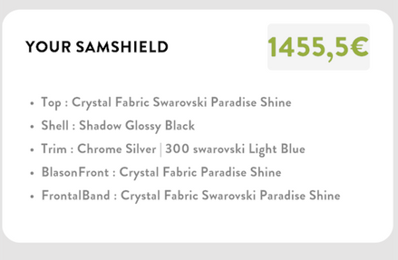 Samshield Miss Glossy Black Crystal Fabric Paradise Shine Trim 300 Swa Light Blue
