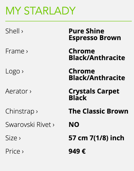 Kask Star Lady Pure Shine Espresso Chrome Black Crystal Carpet Black 57