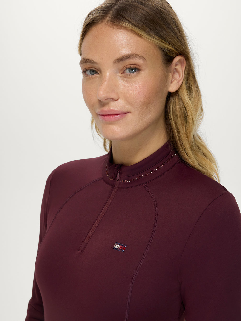 Tommy Hilfiger Cady 1/4 Zip Rhinestone Training Top Dames