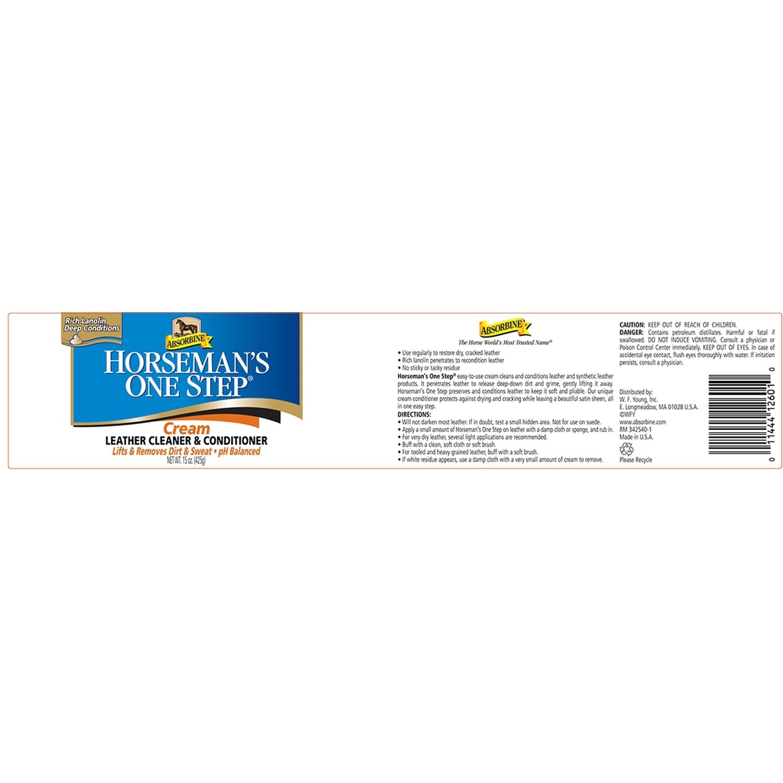 Absorbine Ledercrème Horseman's One Step 425 g Lederonderhoud - Maddelin Equestrian Absorbine