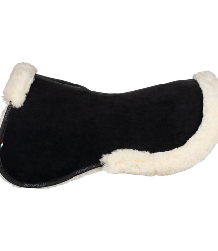 Acavallo Pocket & Memory Foam Half Pad W/risers Sheepskin Naturel Black Zadelonderleggers - Maddelin Equestrian Acavallo