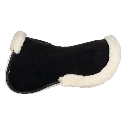 Acavallo Pocket & Memory Foam Half Pad W/risers Sheepskin Naturel Black Zadelonderleggers - Maddelin Equestrian Acavallo